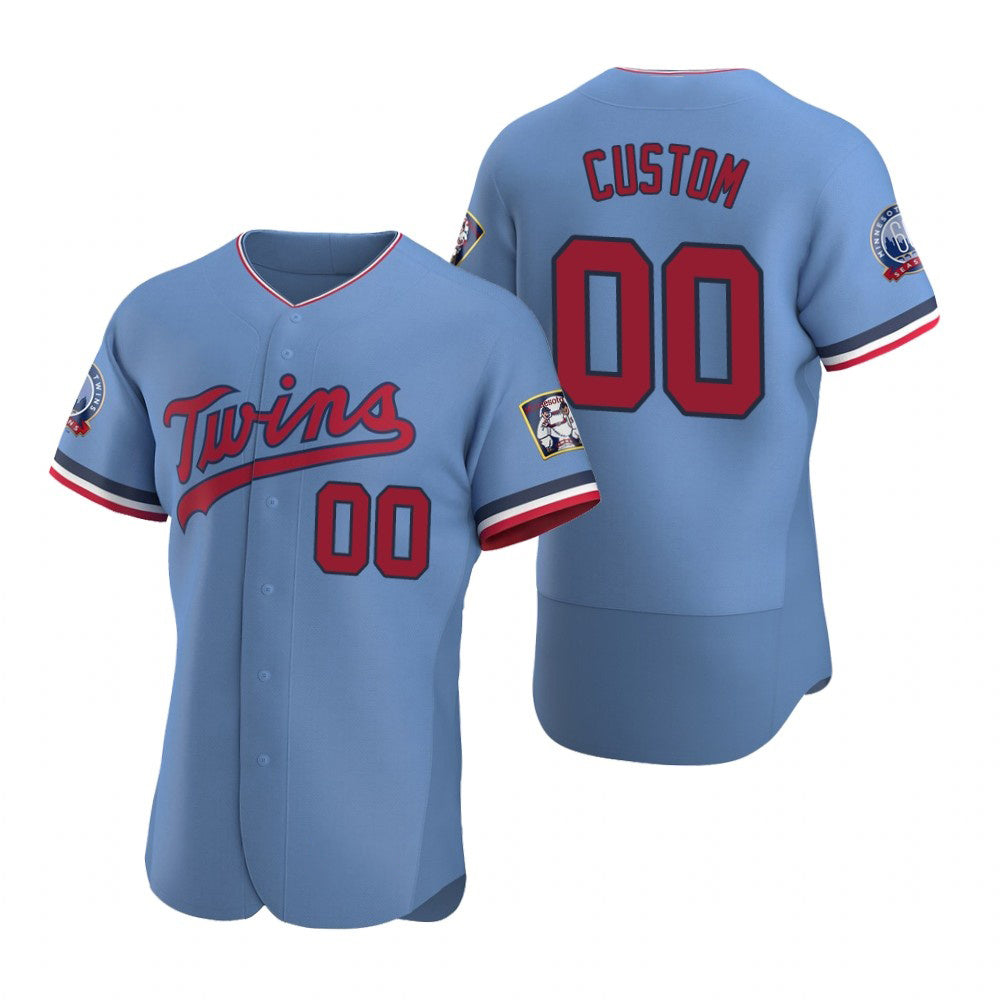Custom Minnesota Twins Light Blue Jereymy Stitched Flex Base Jersey