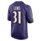 B.Ravens #31 Jamal Lewis Purple Jereymy Retired Player Game Jersey