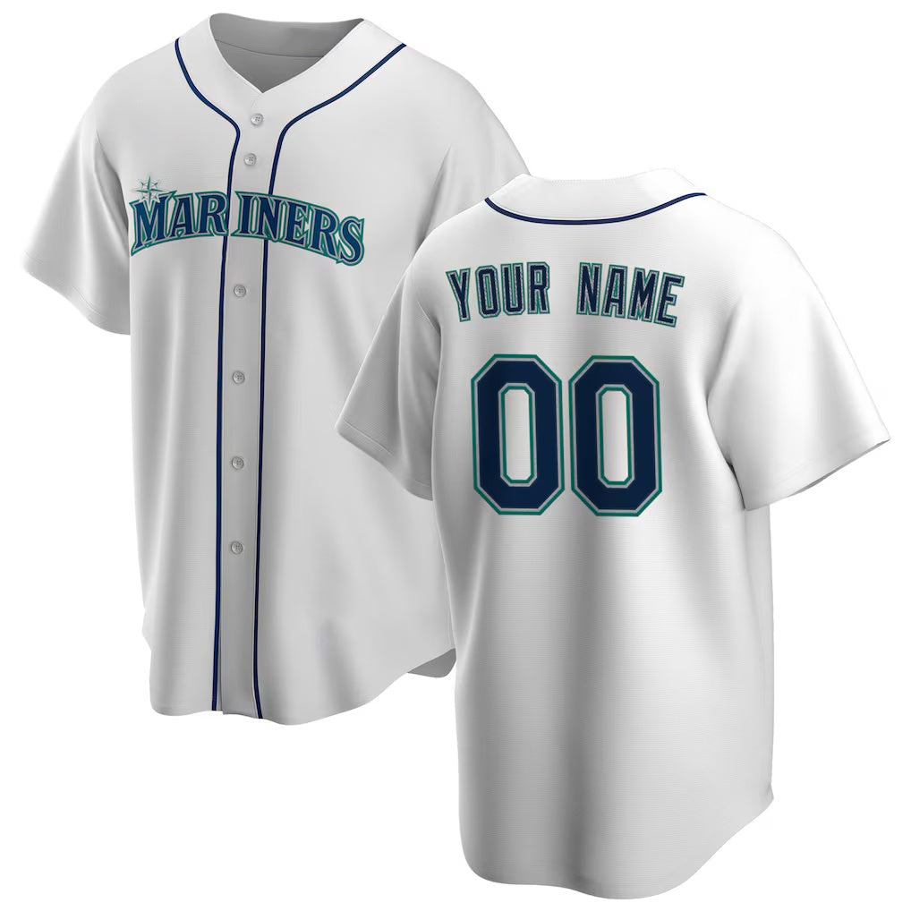 Custom Seattle Mariners White Jereymy Home Replica Jersey
