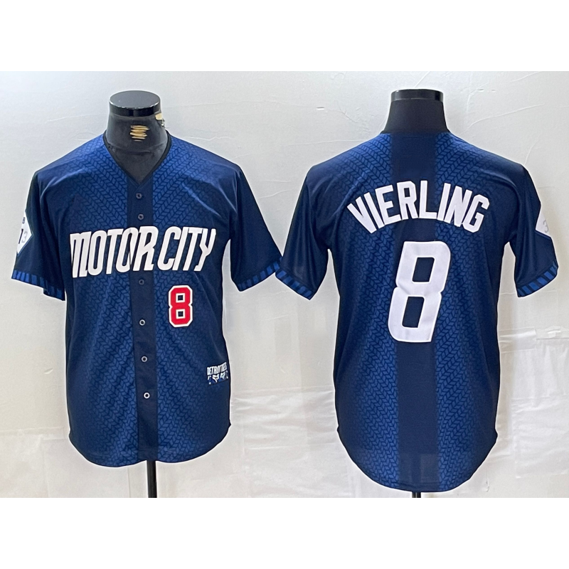Detroit Tigers #8 Matt Vierling Number Navy Jereymy 2024 City Connect Cool Base Limited Stitched Jersey