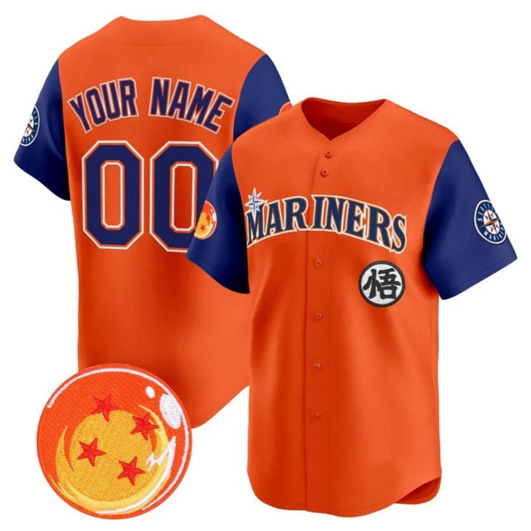Custom Seattle Mariners x Dragon Ball Royal Orange Jereymy Vapor Premier Limited Jersey - All Stitched