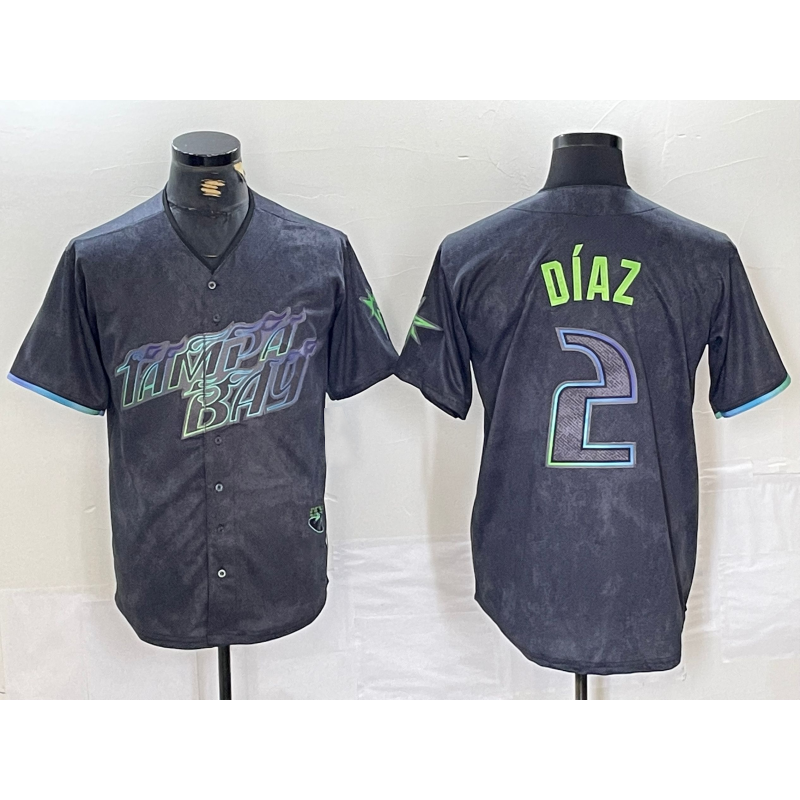 Tampa Bay Rays #2 Yandy Diaz Charcoal Jereymy 2024 City Connect Limited Stitched Jersey