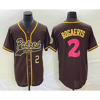 San Diego Padres #2 Xander Bogaerts Number Brown Jereymy NEW 2023 City Connect Cool Base Stitched Jersey