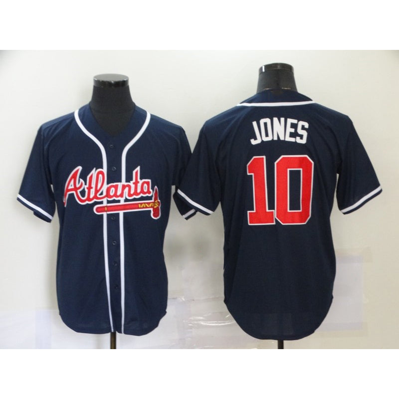 Atlanta Braves #10 Chipper Jones Navy Blue Jereymy Stitched Cool Base Jersey