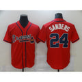 Atlanta Braves #24 Deion Sanders Red Jereymy Game Jerseys