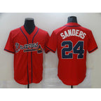 Atlanta Braves #24 Deion Sanders Red Jereymy Game Jerseys