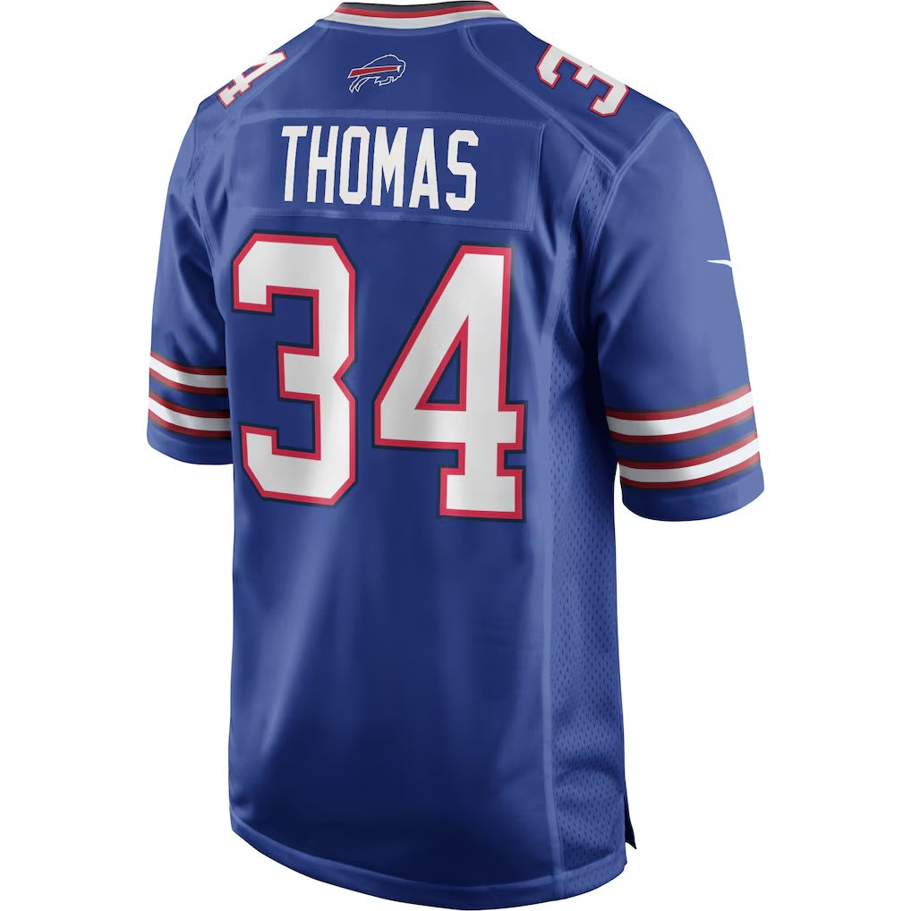 B.Bills #34 Thurman Thomas Royal Jereymy Game Retired Player Jersey