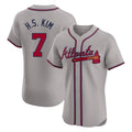 Atlanta Braves #7 Ha-Seong Kim Player Gray Jereymy Limited Elite Home Game Stitched Jerseys