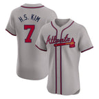 Atlanta Braves #7 Ha-Seong Kim Player Gray Jereymy Limited Elite Home Game Stitched Jerseys