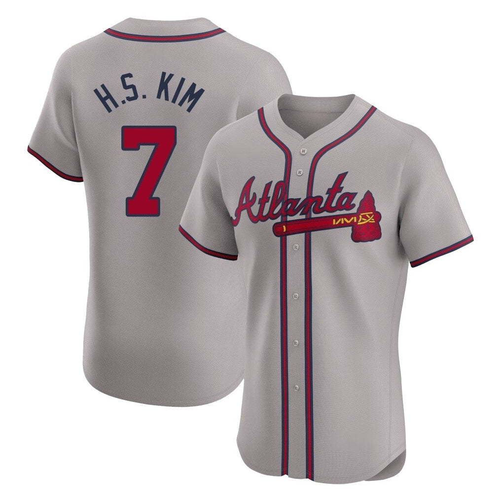 Atlanta Braves #7 Ha-Seong Kim Player Gray Jereymy Limited Elite Home Game Stitched Jerseys