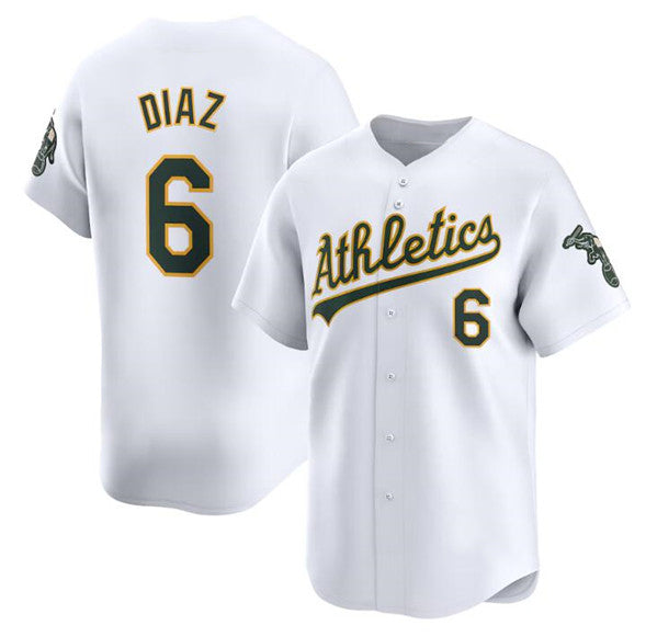 Oakland Athletics #6 Jordan Diaz White Jereymy Home Limited Stitched Jersey