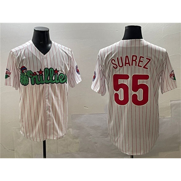 Philadelphia Phillies #55 Ranger Su¨¢rez White Jereymy Phanatic Cool Base Stitched Jersey