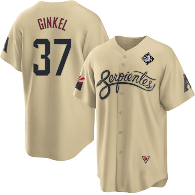 Arizona Diamondbacks #37 Kevin Ginkel Gold Jereymy 2023 World Series City Connect Cool Base Stitched Jersey