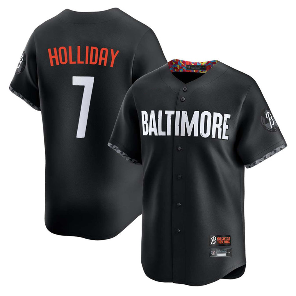 Baltimore Orioles #7 Jackson Holliday Player Black Jereymy City Connect Limited Home Game Stitched Jerseys