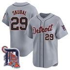 Detroit Tigers #29 Tarik Skubal Gray Jereymy Logo Patch Vapor Premier Limited Stitched Jersey