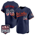 Custom Baltimore Orioles Navy Jereymy USA 250 Fourth of July Vapor Premier Limited Jersey - All Stitched