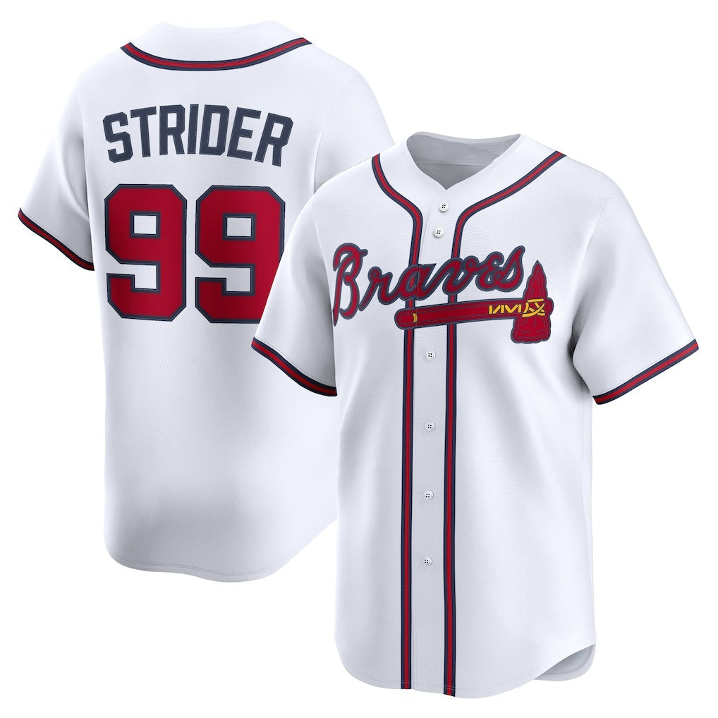 Atlanta Braves #99 Spencer Strider White Jereymy Home Limited Player Jersey