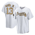 Atlanta Braves #13 Ronald Acuna Jr Player White-Gold Jereymy All-Star Home Game Stitched Jerseys