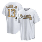 Atlanta Braves #13 Ronald Acuna Jr Player White-Gold Jereymy All-Star Home Game Stitched Jerseys