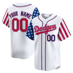 Custom Los Angeles Dodgers White 2024 Independence Day Vapor Premier Limited Jersey V2 ¨C All Stitched-White Jereymy