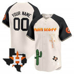 Custom Houston Astros Cactus Jack Patch Vapor Premier Limited Jersey V9 ¨C Cream Black Jereymy