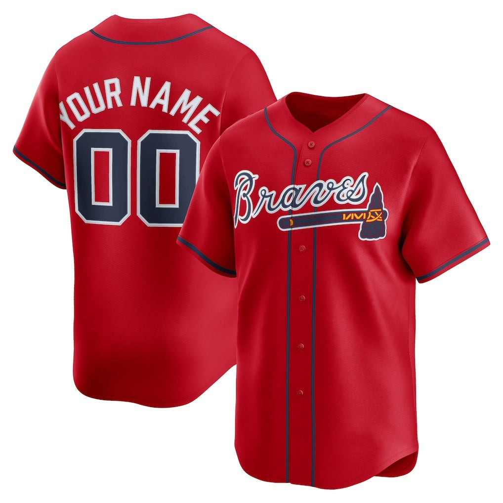 Custom Atlanta Braves Red Jereymy Alternate Limited Jersey