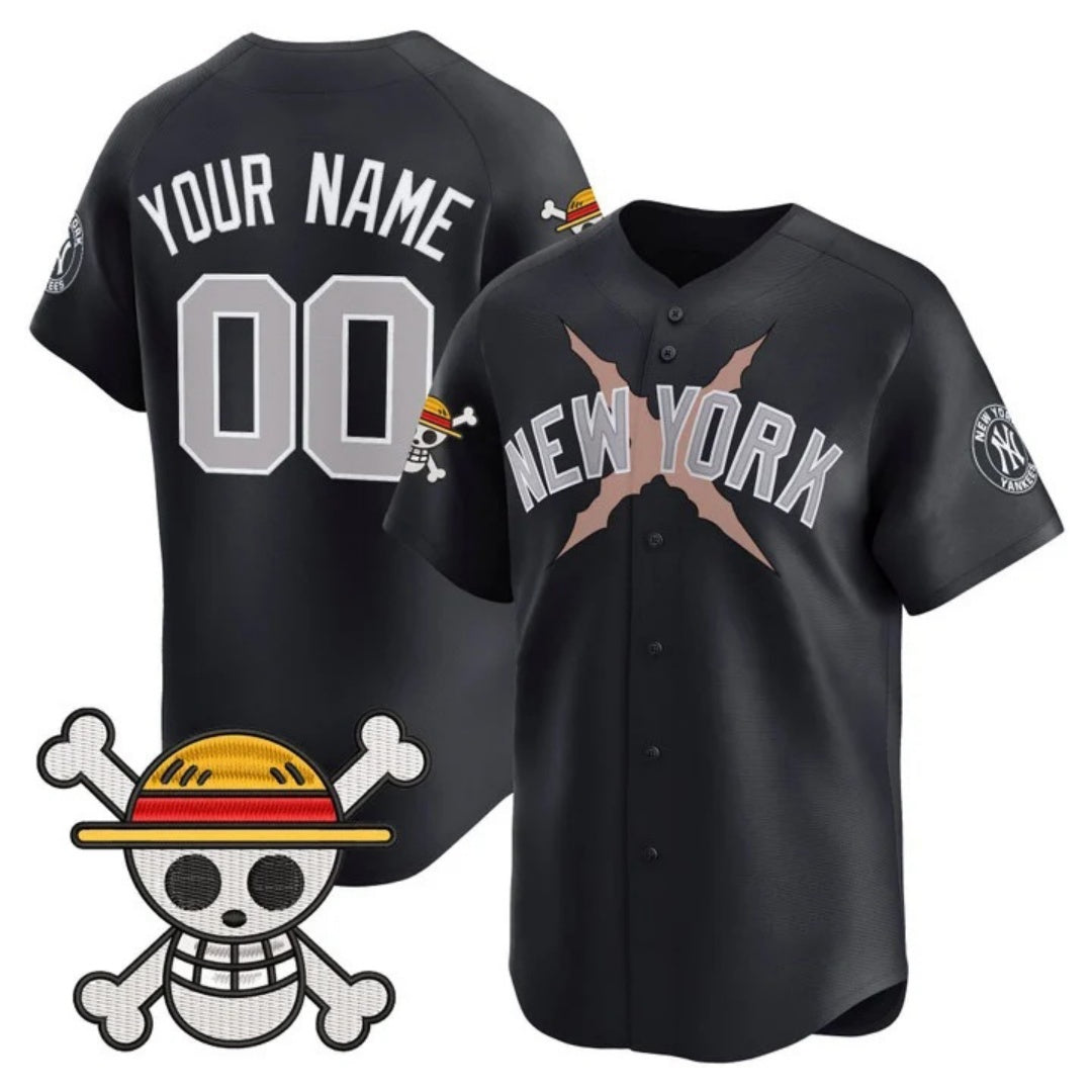 Custom New York Yankees x One Piece Navy Jereymy Vapor Premier Limited Jersey - Stitched