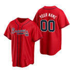 Custom Atlanta Braves Red Jereymy 2020 Stitched Cool Base Jersey