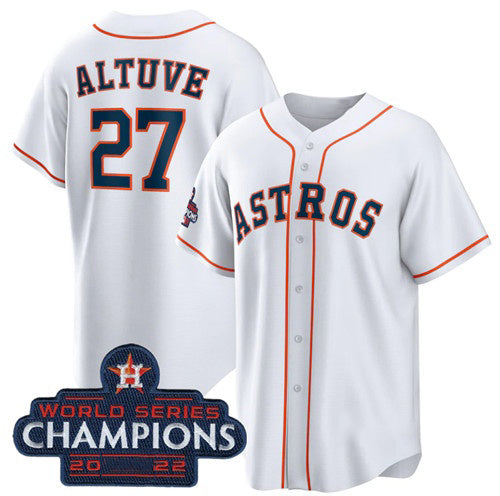 Houston Astros #27 Jose Altuve White Jereymy 2022 World Series Champions Home Stitched Jersey