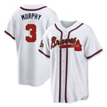 Atlanta Braves #3 Dale Murphy Player White Gold Jereymy Home Game Stitched Jerseys