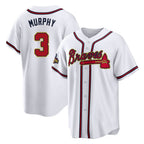 Atlanta Braves #3 Dale Murphy Player White Gold Jereymy Home Game Stitched Jerseys
