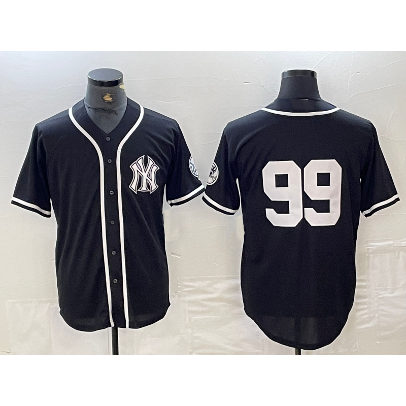 New York Yankees #99 Aaron Judge No Name Black White Jereymy Cool Base Stitched Jersey