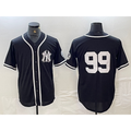 New York Yankees #99 Aaron Judge No Name Black White Jereymy Cool Base Stitched Jersey
