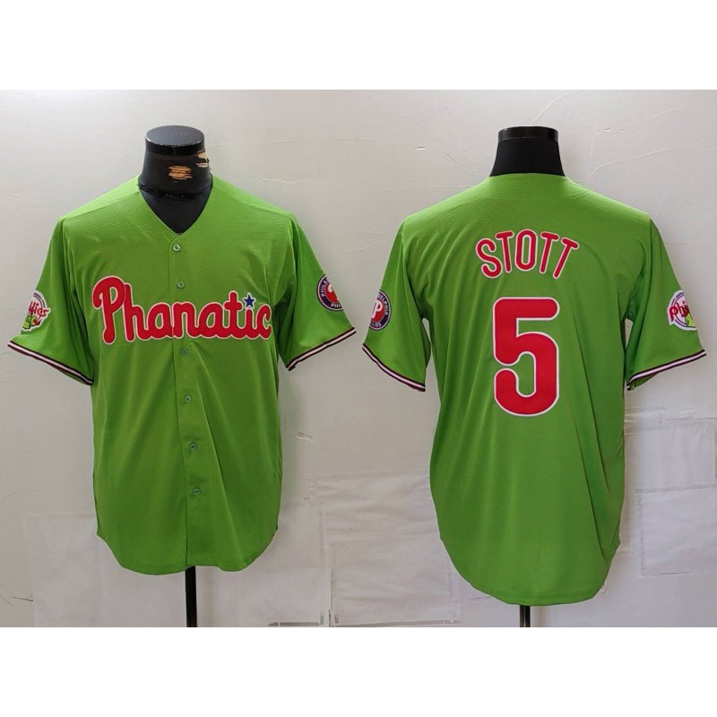 Philadelphia Phillies #5 Bryson Stott Green Jereymy With Patch Stitched Cool Base Jersey