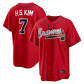 Atlanta Braves #7 Ha-Seong Kim Player Red Jereymy Home Game Stitched Jerseys