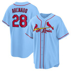 St. Louis Cardinals #28 Nolan Arenado Light Blue Jereymy Alternate Official Replica Player Jersey