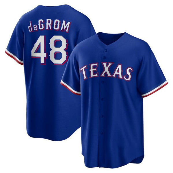 Texas Rangers #48 Jacob deGrom Royal Jereymy Cool Base Stitched Jersey