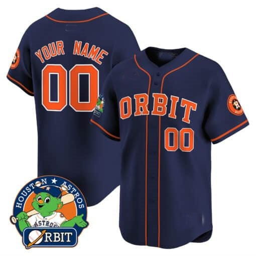 Custom Houston Astros Orbit Patch Vapor Premier Limited Jersey ¨C Navy Jereymy