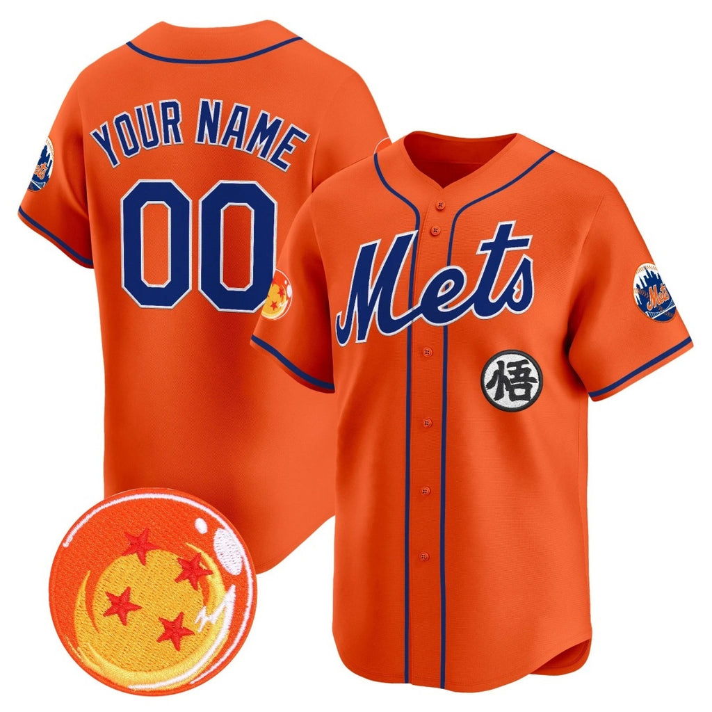 Custom New York Mets x Dragon Ball Orange Jereymy Vapor Premier Limited Jersey - All Stitched