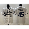 Chicago White Sox #45 Michael Jordan White Jereymy Cool Base Stitched Jersey 2