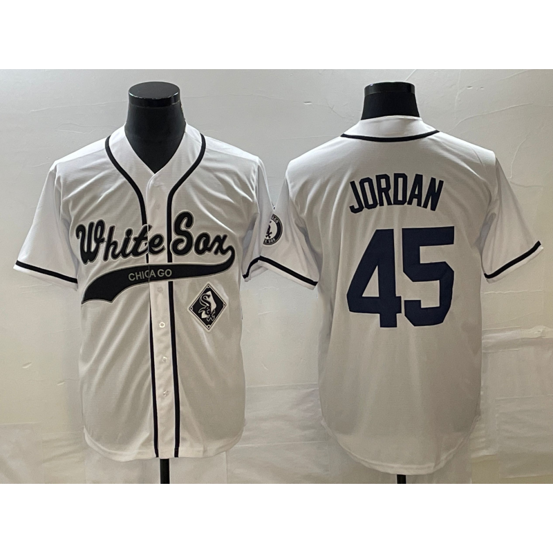 Chicago White Sox #45 Michael Jordan White Jereymy Cool Base Stitched Jersey 2