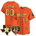 Custom Houston Astros 2024 Jackie Robinson Patch Vapor Premier Limited Jersey ¨C Orange Jereymy