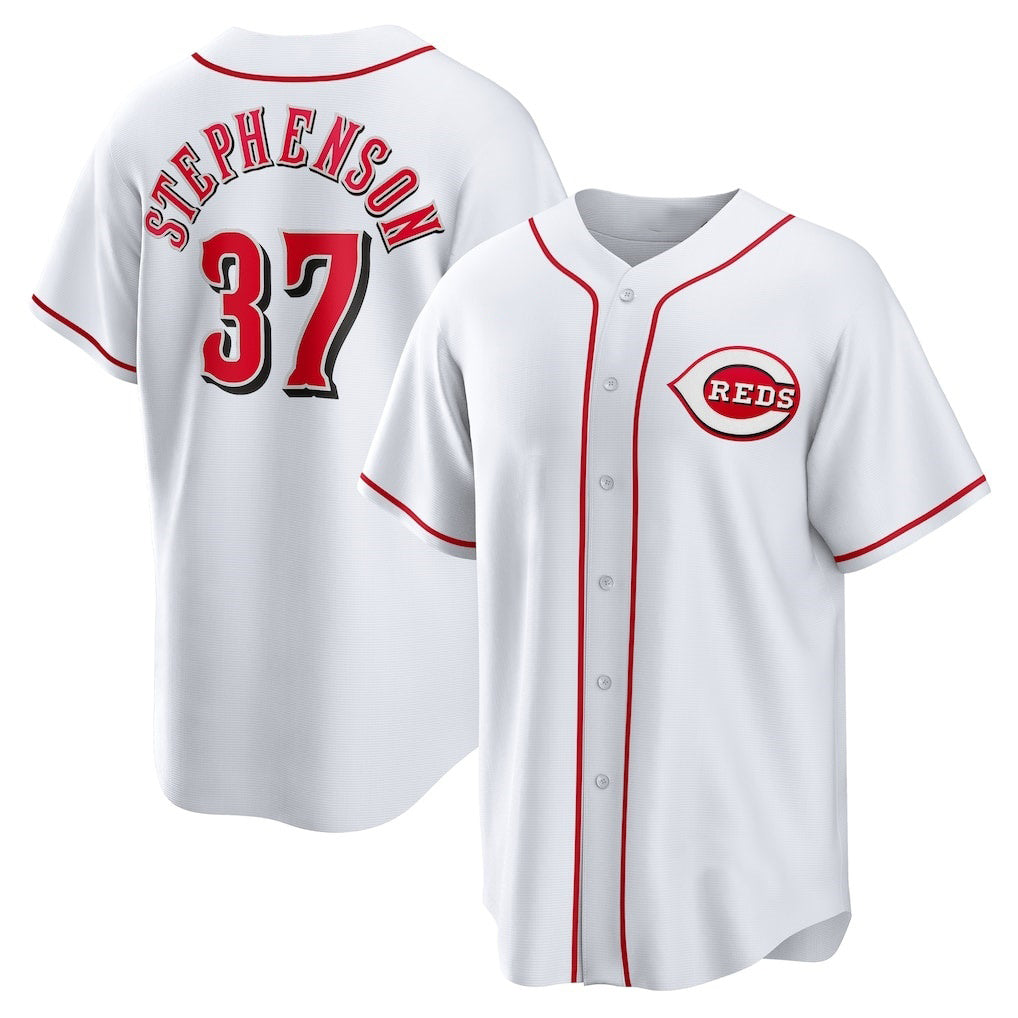 Cincinnati Reds #37 Tyler Stephenson White Jereymy Home Replica Jersey
