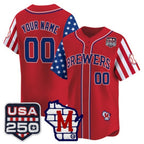 Custom Milwaukee Brewers America 250 Edition Vapor Premier Limited Red Jereymy Stitched Jerseys