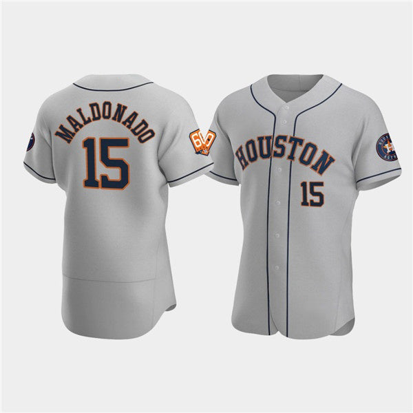 Houston Astros #15 Mart¨ªn Maldonado Gray Jereymy 60th Anniversary Flex Base Stitched Jersey