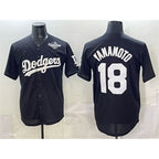 Los Angeles Dodgers #18 Yoshinobu Yamamoto Black Jereymy 2025 World Series Patch Cool Base Stitched Jersey