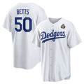 Los Angeles Dodgers #50 Mookie Betts White Jereymy 2024 World Series Cool Base Stitched Jersey