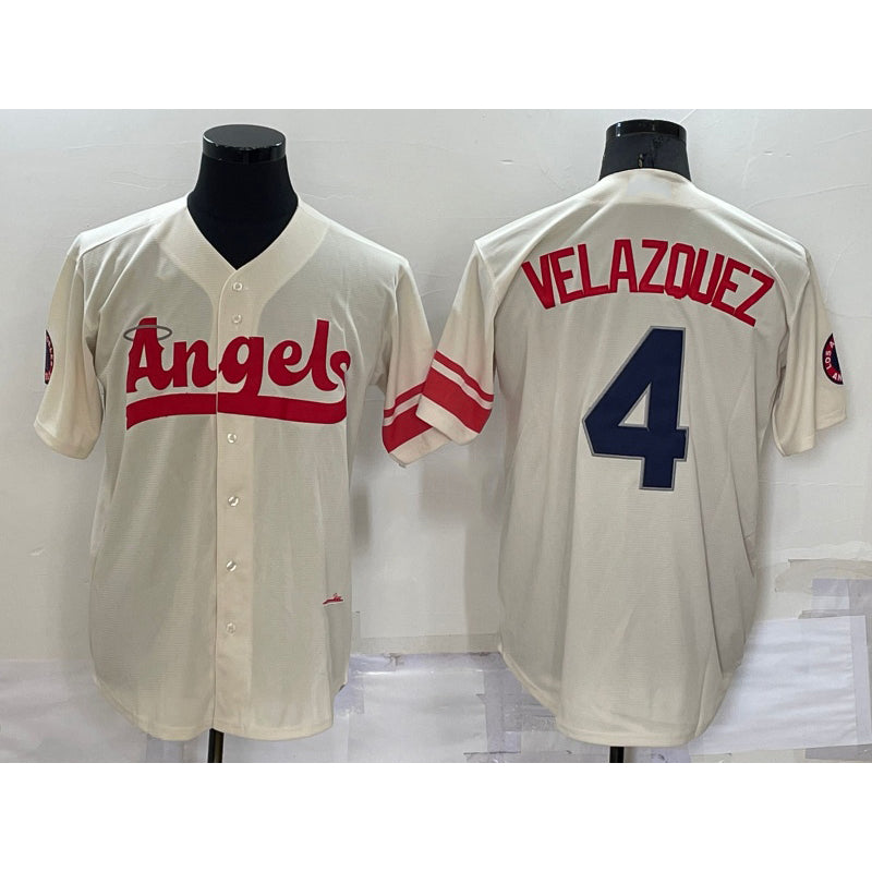 Los Angeles Angels #4 Andrew Velazquez Cream Jereymy 2022 City Connect Cool Base Stitched Jersey