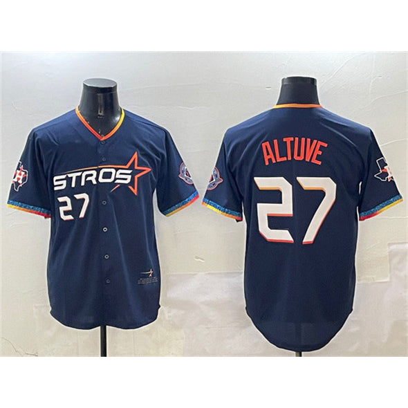 Houston Astros #27 Jose Altuve Navy Jereymy 2025 City Connect With Texas Patch Limited Stitched Jersey