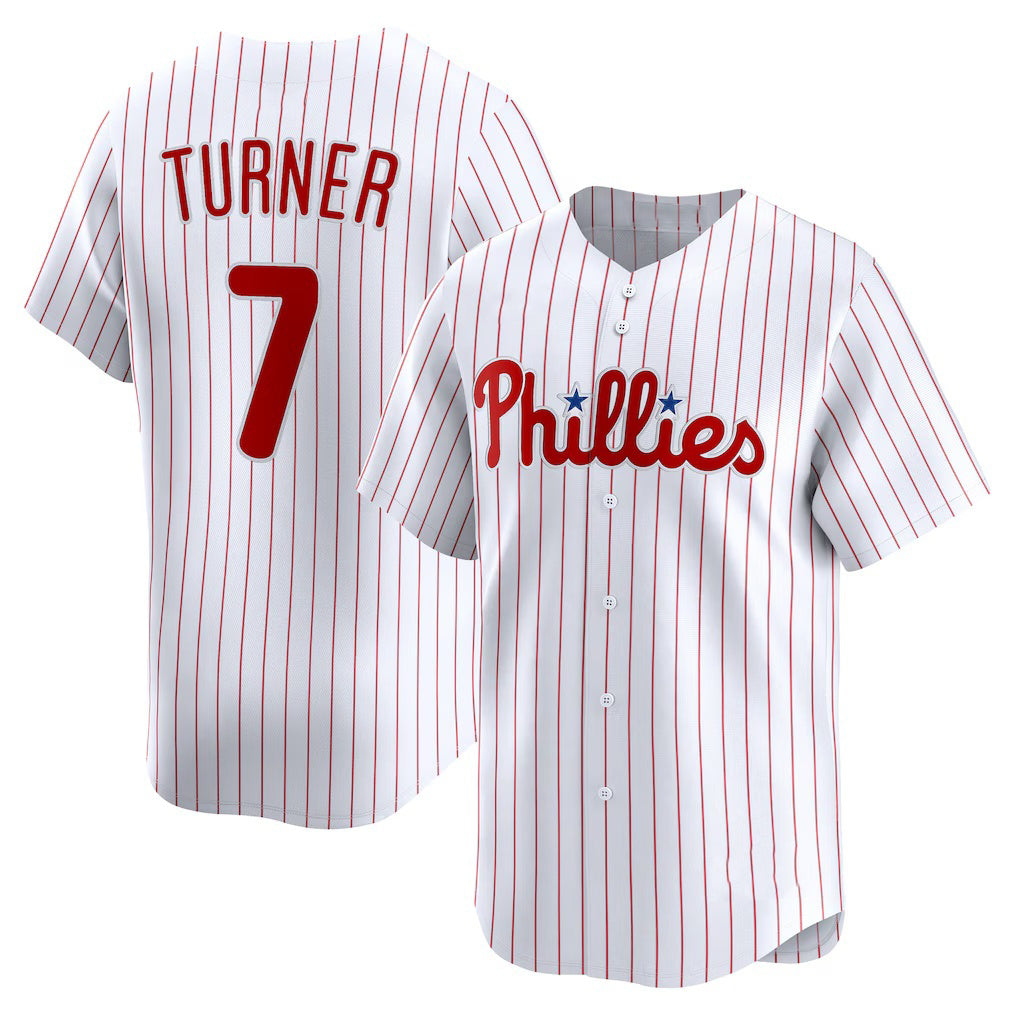 Philadelphia Phillies #7 Trea Turner White Jereymy Home Limited Player Jersey
